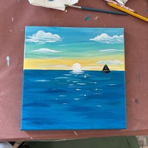 Serene Sunset Ocean Canvas Art